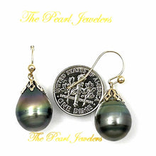 Load image into Gallery viewer, Flower Petal Tahitian Pearl Hook Earrings – 14k Yellow Gold