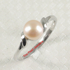 Solid Sterling Silver .925 Pink-Peach Freshwater Cultured Pearl Solitaire Ring