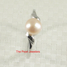 Load image into Gallery viewer, Solid Sterling Silver .925 Pink-Peach Freshwater Cultured Pearl Solitaire Ring