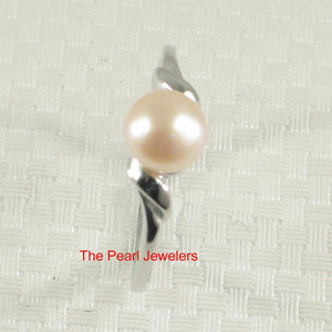 Solid Sterling Silver .925 Pink-Peach Freshwater Cultured Pearl Solitaire Ring