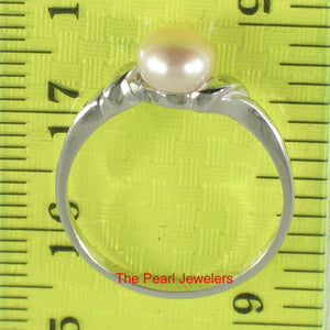 Solid Sterling Silver .925 Pink-Peach Freshwater Cultured Pearl Solitaire Ring