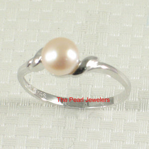 Solid Sterling Silver .925 Pink-Peach Freshwater Cultured Pearl Solitaire Ring