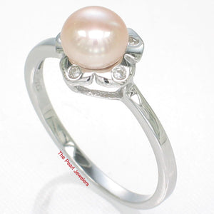Solid Sterling Silver .925 Pink-Peach Freshwater Cultured Pearl & CZ Accent Ring