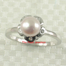 Load image into Gallery viewer, Solid Sterling Silver .925 Pink-Peach Freshwater Cultured Pearl &amp; CZ Accent Ring