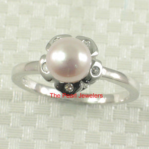 Solid Sterling Silver .925 Pink-Peach Freshwater Cultured Pearl & CZ Accent Ring