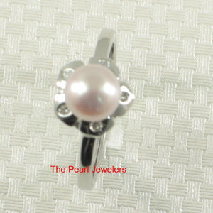 Solid Sterling Silver .925 Pink-Peach Freshwater Cultured Pearl & CZ Accent Ring