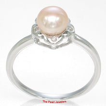 Load image into Gallery viewer, Solid Sterling Silver .925 Pink-Peach Freshwater Cultured Pearl &amp; CZ Accent Ring