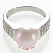 Load image into Gallery viewer, Solid Sterling Silver .925 Pink-Peach Cultured Pearl &amp; CZ Accent Ring