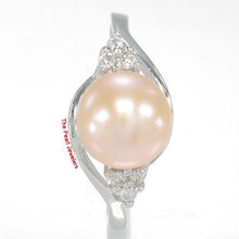 Load image into Gallery viewer, Solid Silver .925 Pink-Peach Pearl CZ Accent Ring