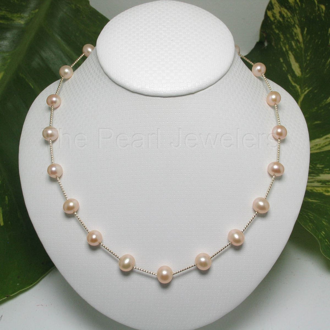 Pink Pearl & 14k Yellow Gold Twist Tube Necklace