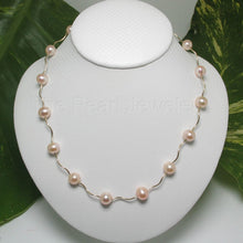 Load image into Gallery viewer, Pink Pearl &amp; 14k Yellow Gold Spiral Tube Necklace