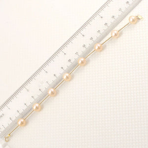 14k Yellow Gold Twist Tube Pink Cultured Pearl Bracelet