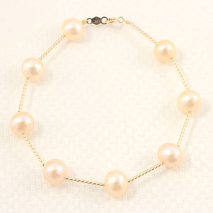 14k Yellow Gold Twist Tube Pink Cultured Pearl Bracelet