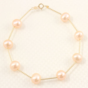 14k Yellow Gold Twist Tube Pink Cultured Pearl Bracelet