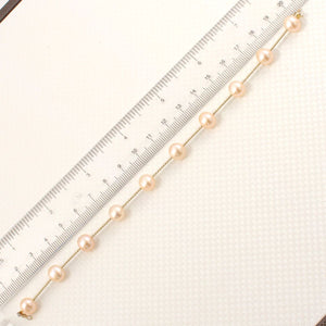 14k Yellow Gold Twist Tube Pink Cultured Pearl Bracelet