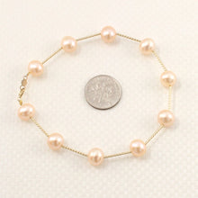 Load image into Gallery viewer, 14k Yellow Gold Twist Tube Pink Cultured Pearl Bracelet