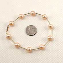 Load image into Gallery viewer, 14k Yellow Gold Twist Tube Pink Cultured Pearl Bracelet