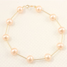 Load image into Gallery viewer, 14k Yellow Gold Twist Tube Pink Cultured Pearl Bracelet