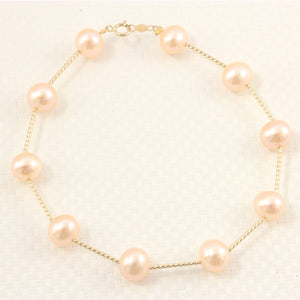 14k Yellow Gold Twist Tube Pink Cultured Pearl Bracelet