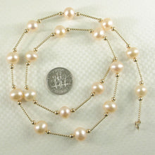 Load image into Gallery viewer, Pink Freshwater Pearl &amp; 14k Gold Twist Tube Necklace