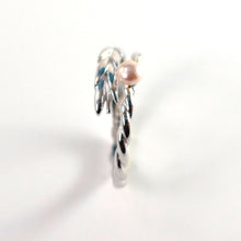 Load image into Gallery viewer, Solid Sterling Silver .925 Pink Freshwater Cultured Pearl Wheat-Style Adjustable Ring