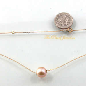 AAA Pink Pearl Slider Necklace on 14k Yellow Gold