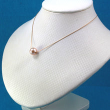 Load image into Gallery viewer, AAA Pink Pearl Slider Necklace on 14k Yellow Gold
