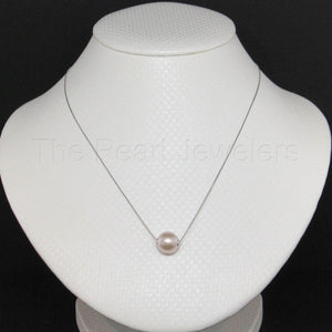 AAA Pink Pearl Slider Necklace on 14k White Gold