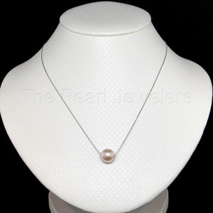 AAA Pink Pearl Slider Necklace on 14k White Gold