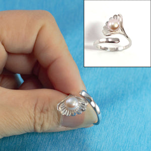 Silver .925 Pink-Lavender Freshwater Cultured Pearl Shell-Style Adjustable Ring