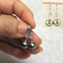 Load image into Gallery viewer, Traditional Hawaiian Plumeria Tahitian Pearl Earrings – 14k White Gold