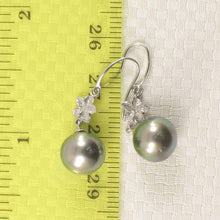 Load image into Gallery viewer, Traditional Hawaiian Plumeria Tahitian Pearl Earrings – 14k White Gold