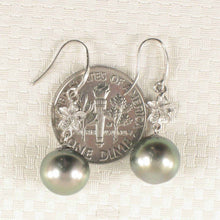 Load image into Gallery viewer, Traditional Hawaiian Plumeria Tahitian Pearl Earrings – 14k White Gold