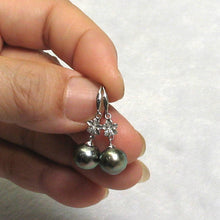 Load image into Gallery viewer, Traditional Hawaiian Plumeria Tahitian Pearl Earrings – 14k White Gold