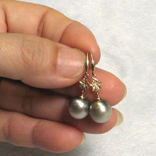 Load image into Gallery viewer, Traditional Hawaiian Plumeria Tahitian Pearl Hook Earrings – 14k Yellow Gold