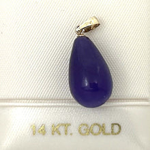 Load image into Gallery viewer, Raindrop Lavender Jade 14k Solid Yellow Gold Pendant Necklace