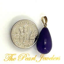 Load image into Gallery viewer, Raindrop Lavender Jade 14k Solid Yellow Gold Pendant Necklace