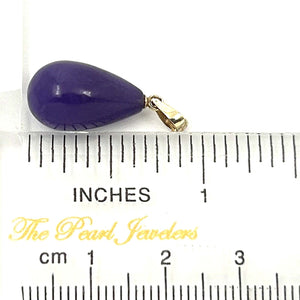 Raindrop Lavender Jade 14k Solid Yellow Gold Pendant Necklace
