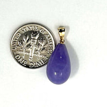 Load image into Gallery viewer, Raindrop Lavender Jade 14k Solid Yellow Gold Pendant Necklace