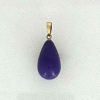 Raindrop Lavender Jade 14k Solid Yellow Gold Pendant Necklace