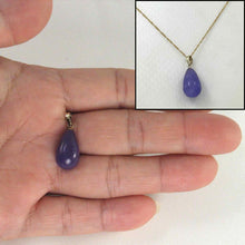 Load image into Gallery viewer, Raindrop Purple Jade 14k Solid Yellow Gold Pendant Necklace