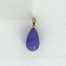Load image into Gallery viewer, Raindrop Purple Jade 14k Solid Yellow Gold Pendant Necklace