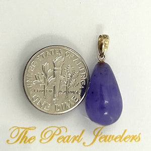 Raindrop Purple Jade 14k Solid Yellow Gold Pendant Necklace