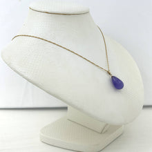 Load image into Gallery viewer, Raindrop Purple Jade 14k Solid Yellow Gold Pendant Necklace