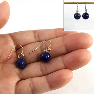 Blue Lapis Lazuli Dangling 14K Yellow Gold Earrings