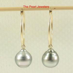 Real Tahitian Pearl Hoop Earrings – 14k Yellow Gold