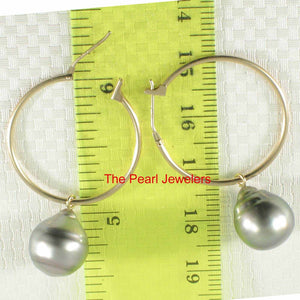 Real Tahitian Pearl Hoop Earrings – 14k Yellow Gold