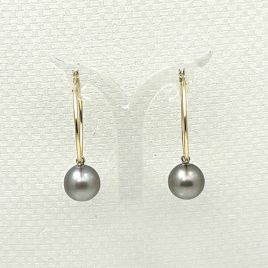 Real Tahitian Pearl Hoop Earrings – 14k Yellow Gold