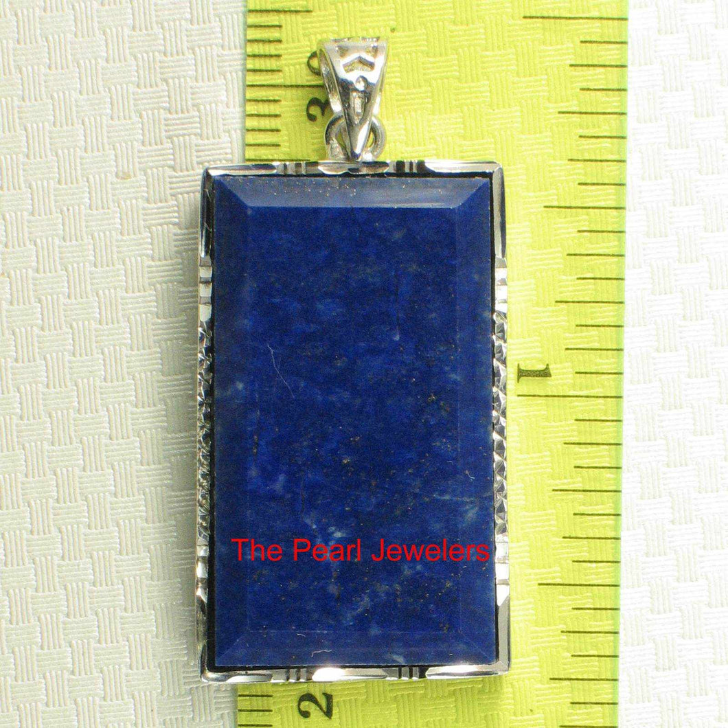 Blue Lapis Lazuli Rectangle Pendant Necklace