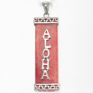 Red Jade Rectangle “Aloha” Pendant
